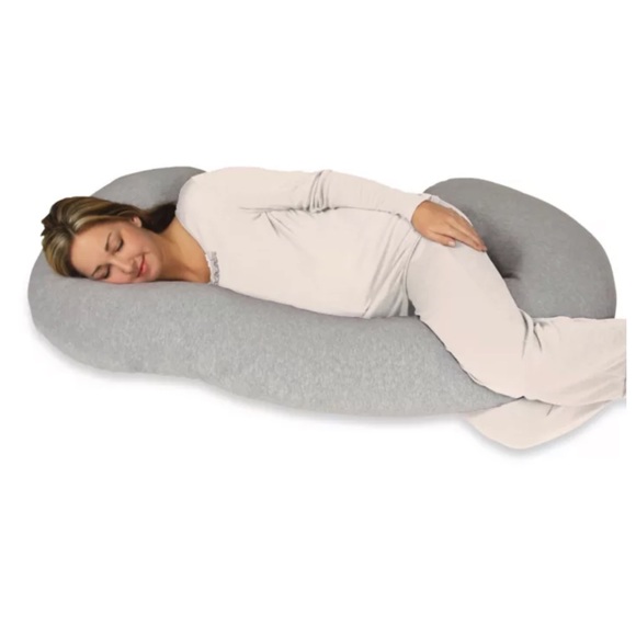 Leachco Snoogle Total Body Pillow in white with heather gray Pillowcase - Picture 3 of 8